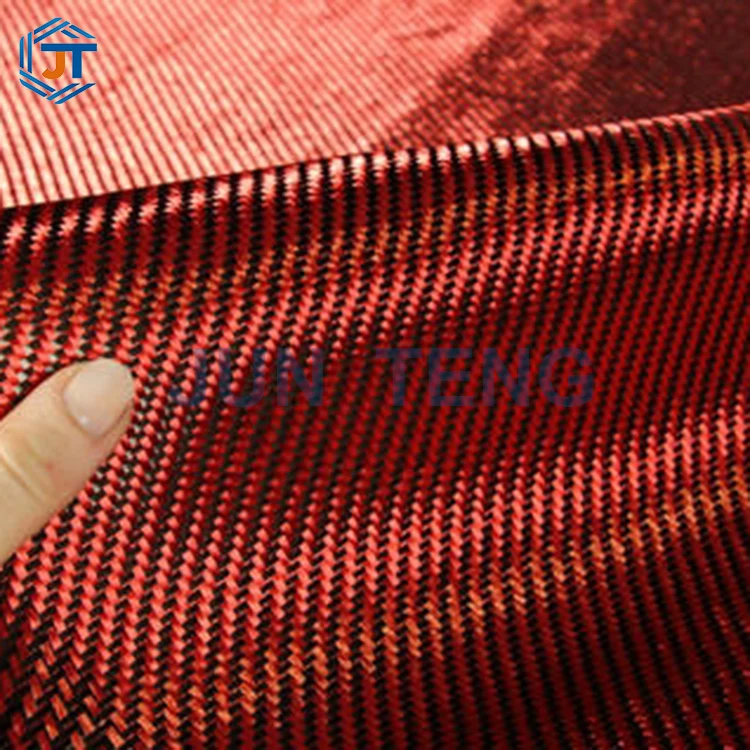 Tecido de fibra de carbono tecido vermelho 3K